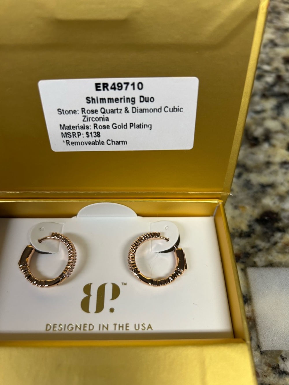 Shimmering Duo Rose Gold Hoop Earrings by bp
